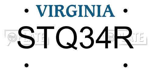 STQ34R Virginia License Plate