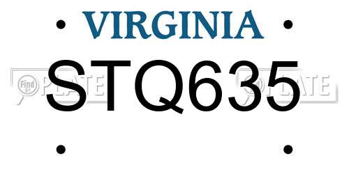 STQ635 Virginia License Plate