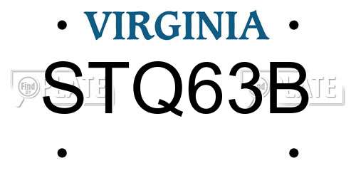 STQ63B Virginia License Plate