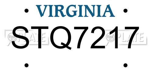 STQ7217 Virginia License Plate