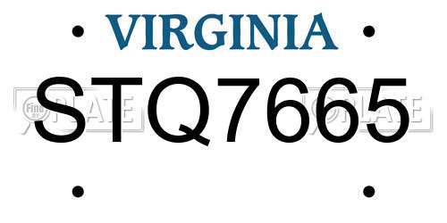 STQ7665 Virginia License Plate