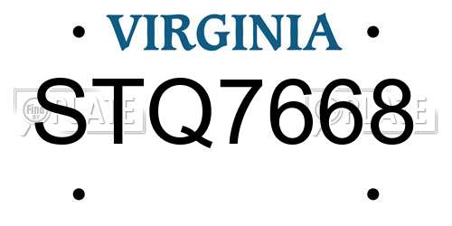 STQ7668 Virginia License Plate