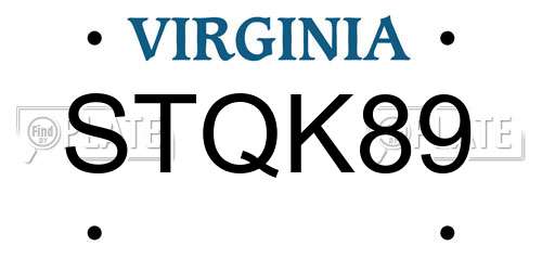 STQK89 Virginia License Plate