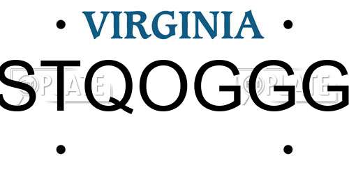 STQOGGG Virginia License Plate