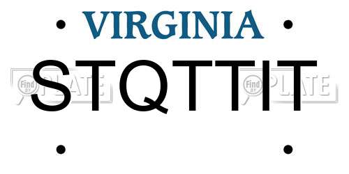 STQTTIT Virginia License Plate