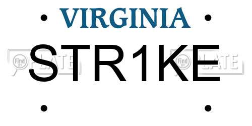 STR1KE Virginia License Plate