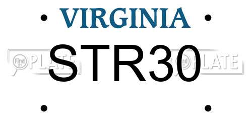 STR30 Virginia License Plate