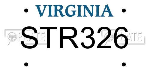 STR326 Virginia License Plate
