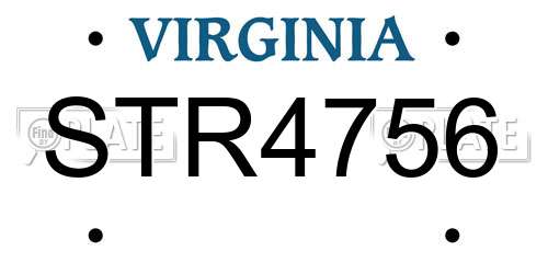 STR4756 Virginia License Plate