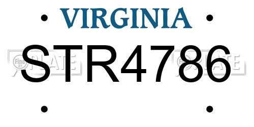 STR4786 Virginia License Plate