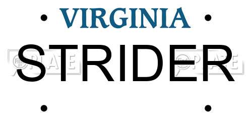 STRIDER Virginia License Plate