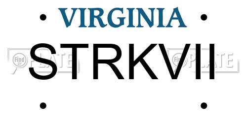 STRKVII Virginia License Plate