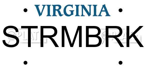 STRMBRK Virginia License Plate