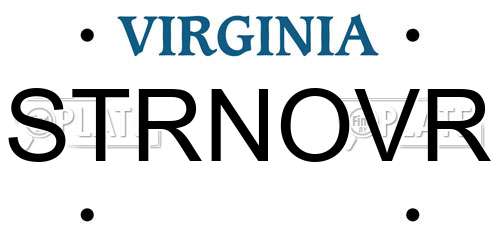 STRNOVR Virginia License Plate