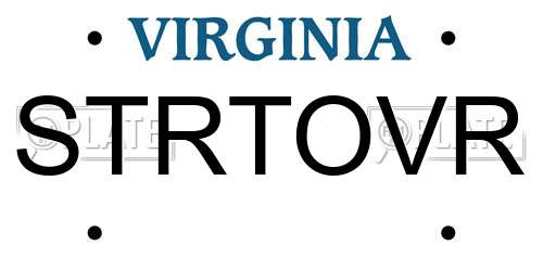 STRTOVR Virginia License Plate