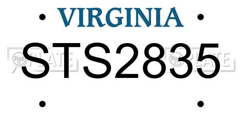 STS2835 Virginia License Plate