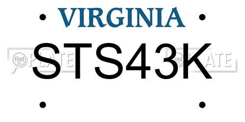 STS43K Virginia License Plate
