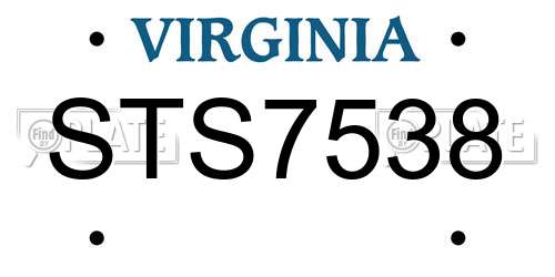 STS7538 Virginia License Plate
