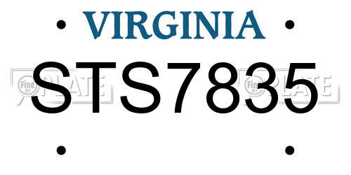 STS7835 Virginia License Plate
