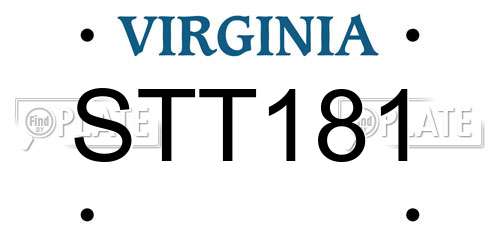 STT181 Virginia License Plate