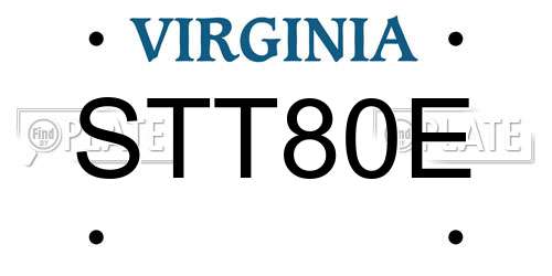 STT80E Virginia License Plate