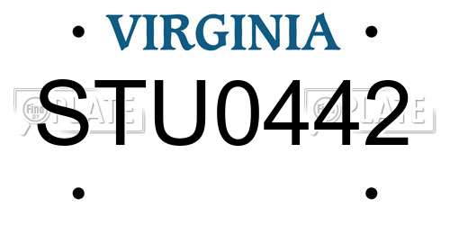 STU0442 Virginia License Plate