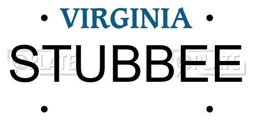 STUBBEE Virginia License Plate