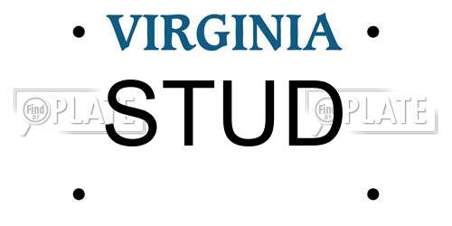 STUD Virginia License Plate