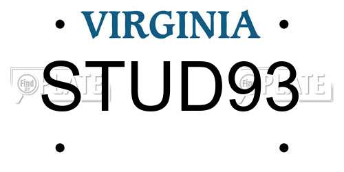 STUD93 Virginia License Plate