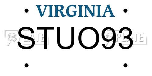 STUO93 Virginia License Plate