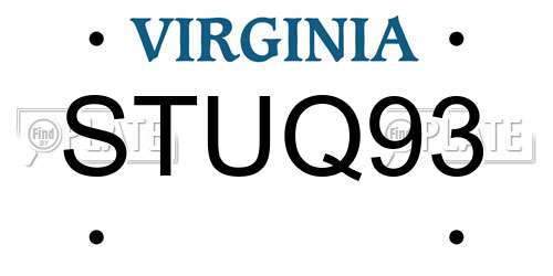 STUQ93 Virginia License Plate