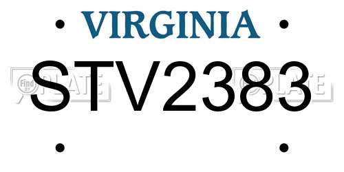 STV2383 Virginia License Plate