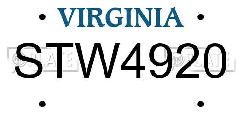 STW4920 Virginia License Plate