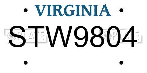 STW9804 Virginia License Plate