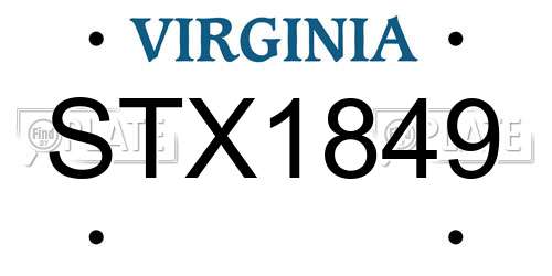 STX1849 Virginia License Plate