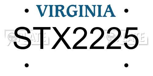 STX2225 Virginia License Plate