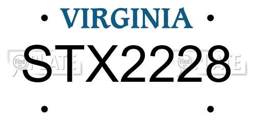 STX2228 Virginia License Plate
