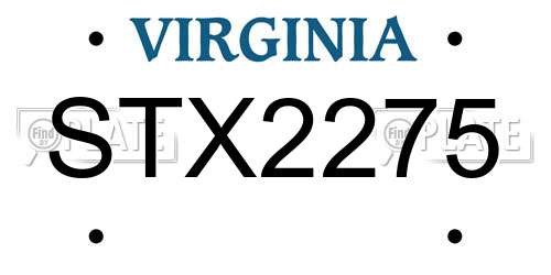 STX2275 Virginia License Plate
