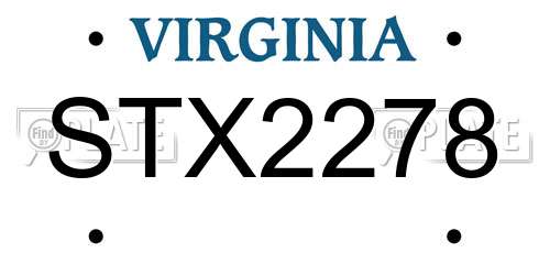 STX2278 Virginia License Plate