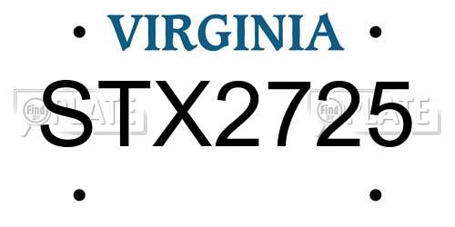 STX2725 Virginia License Plate