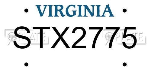 STX2775 Virginia License Plate