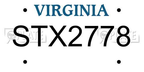 STX2778 Virginia License Plate