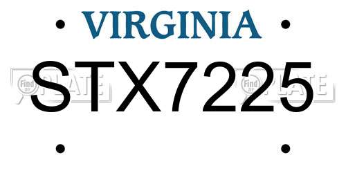 STX7225 Virginia License Plate