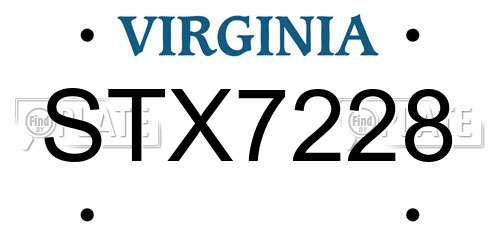 STX7228 Virginia License Plate