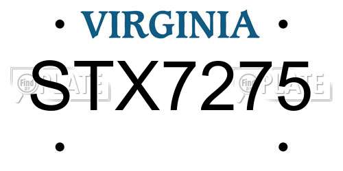STX7275 Virginia License Plate