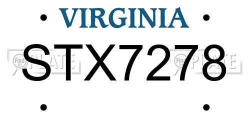 STX7278 Virginia License Plate