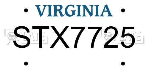 STX7725 Virginia License Plate