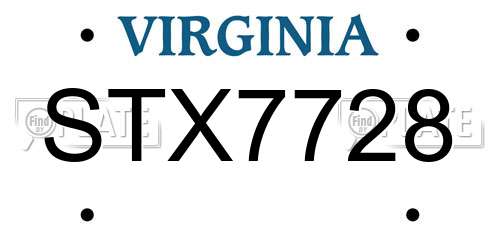 STX7728 Virginia License Plate