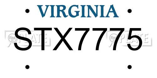 STX7775 Virginia License Plate