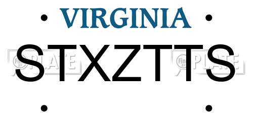 STXZTTS Virginia License Plate